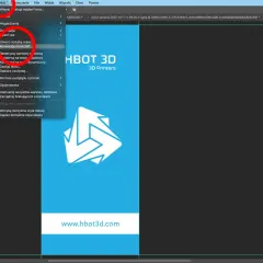 W programie Photoshop, w menu "Tekst" wybrano opcję "Konwersja na kształt", a warstwa tekstowa z adresem www.hbot3d.com jest widoczna w panelu Warstwy.