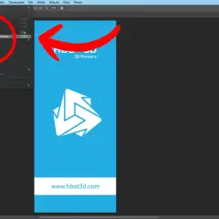 Grafika w formacie **eps** z niebieskim tłem, logo 3D Printers i adresem www.hbot3d.com. W menu widoczny podmenu "Rozmiar obszaru roboczego".
