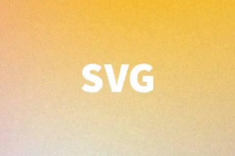 Biały napis SVG na tle gradientu od żółtego do różowego.