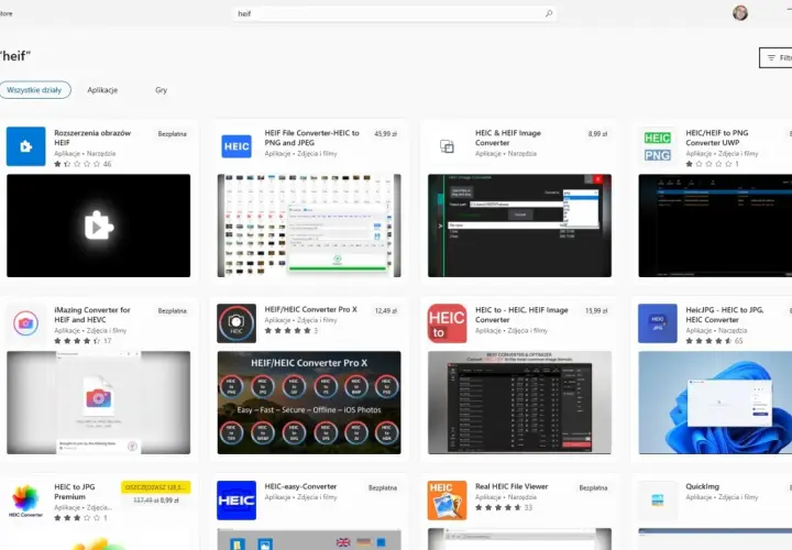 Szukasz sposobu, jak otworzyć plik HEIC? Sklep Microsoft oferuje wiele aplikacji do konwersji i przeglądania plików HEIC.