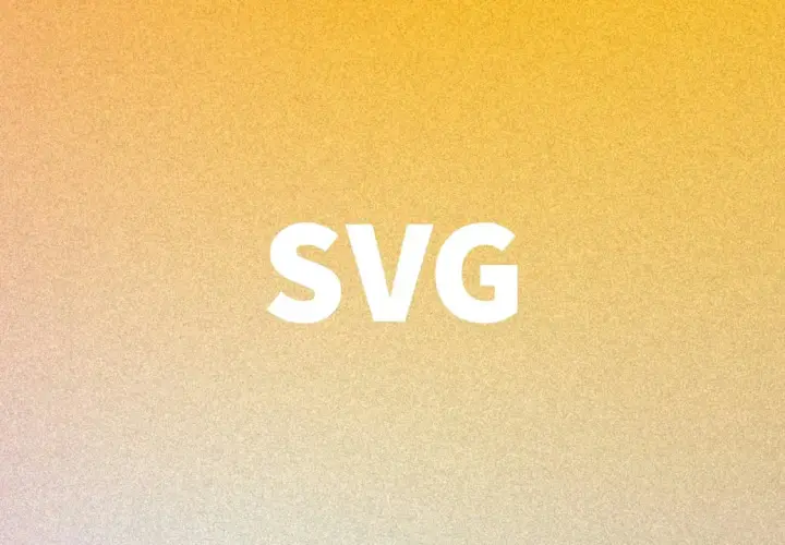 Biały napis SVG na tle gradientu od żółtego do różowego.