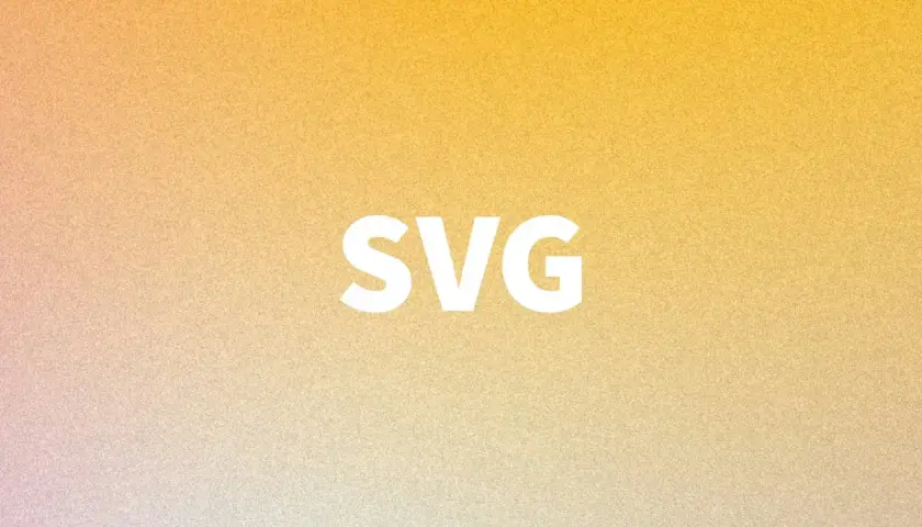 Biały napis SVG na tle gradientu od żółtego do różowego.