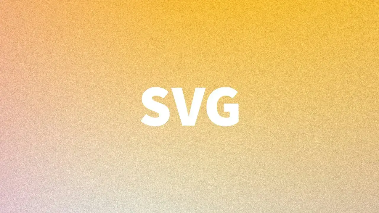 Biały napis SVG na tle gradientu od żółtego do różowego.