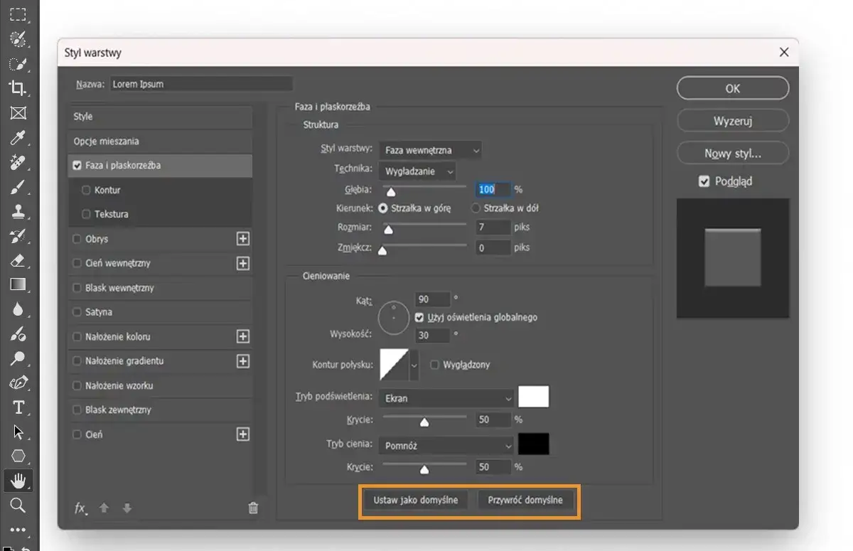 Photoshop panel warstw spłaszczanie warstw menu