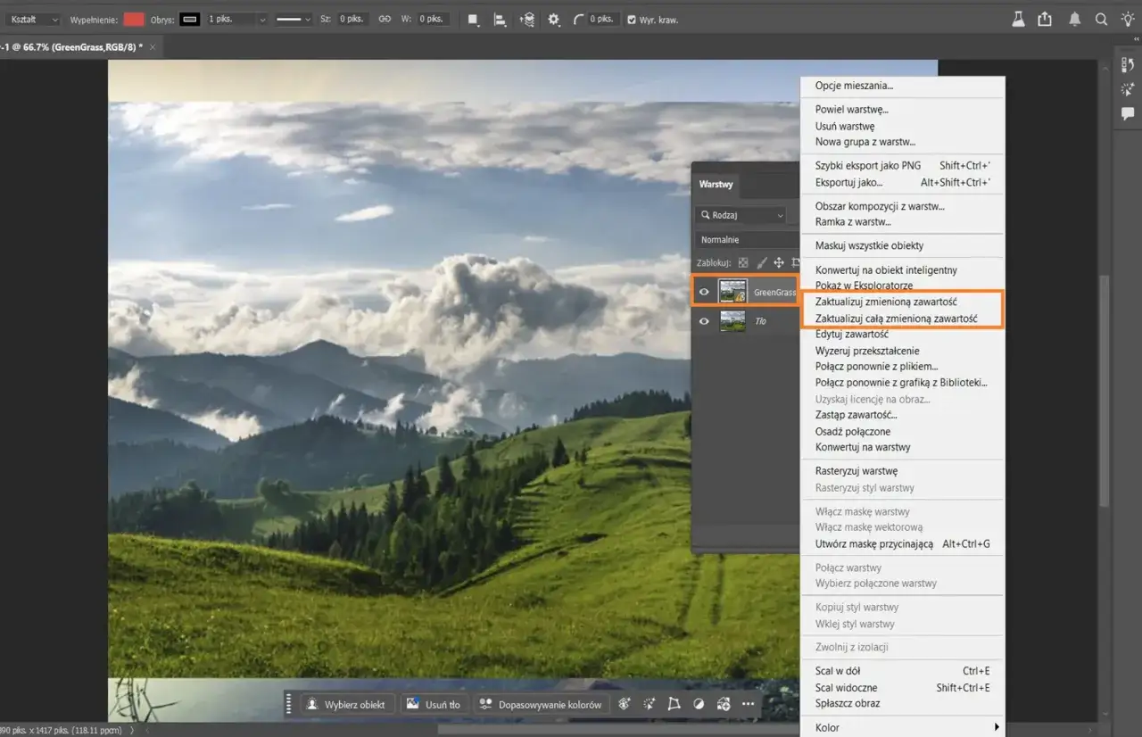 Interfejs Adobe Photoshop z otwartym nowym dokumentem