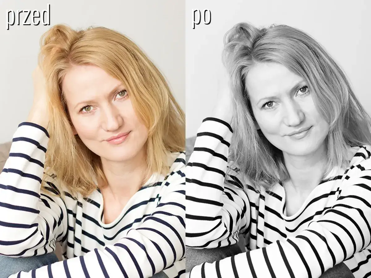 przed i po obróbka czarno biała photoshop