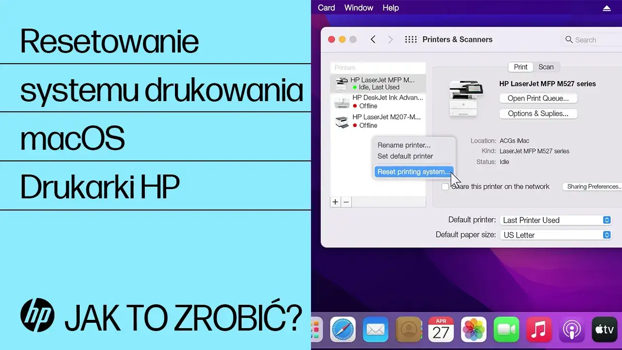 Ustawienia drukowania macOS HP